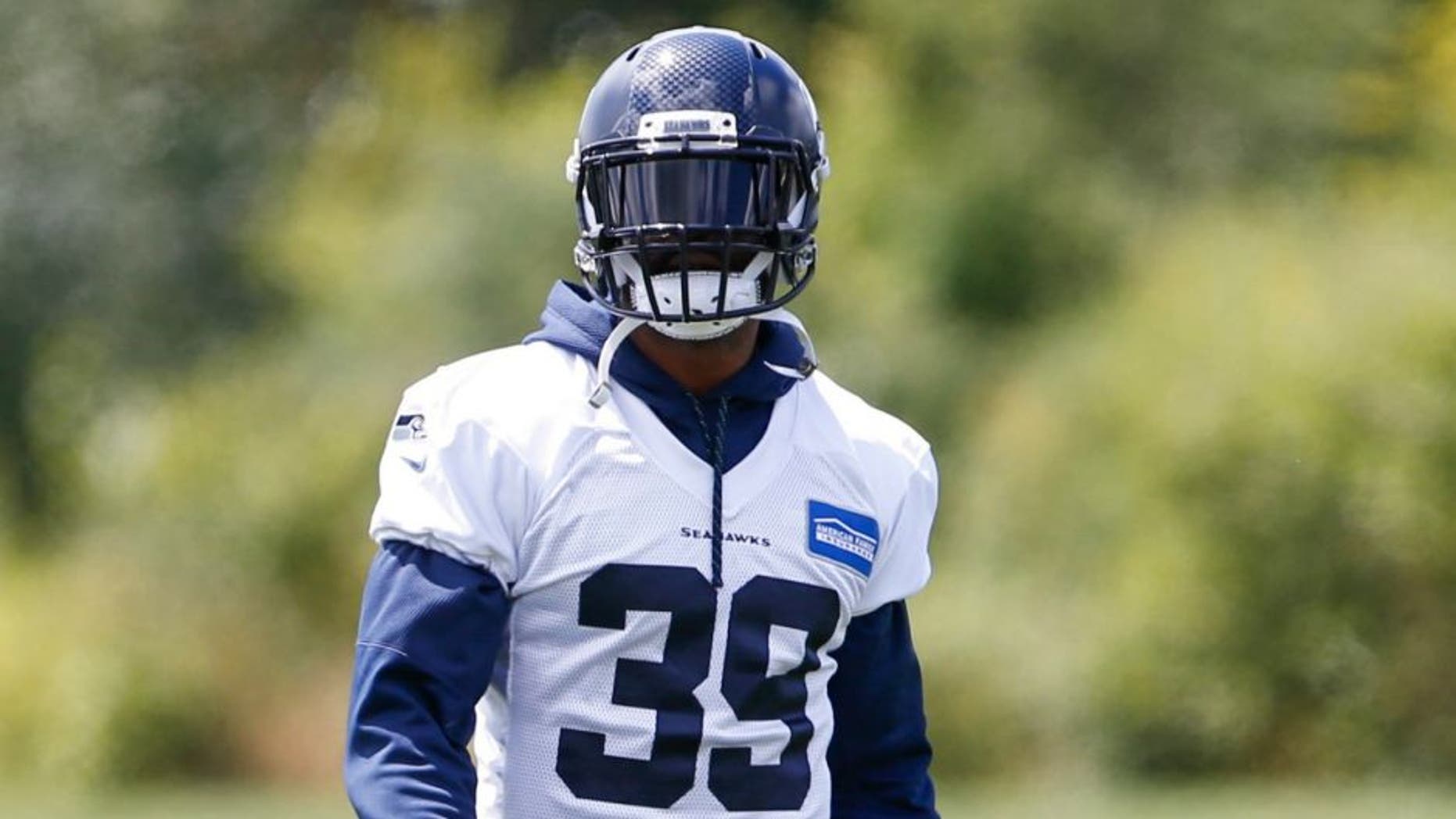 Jun 15, 2016; Seattle, WA, USA; Seattle Seahawks defensive back Brandon Browner (39) participates in minicamp drills at the Virginia Mason Athletic Center. Mandatory Credit: Joe Nicholson-USA TODAY Sports