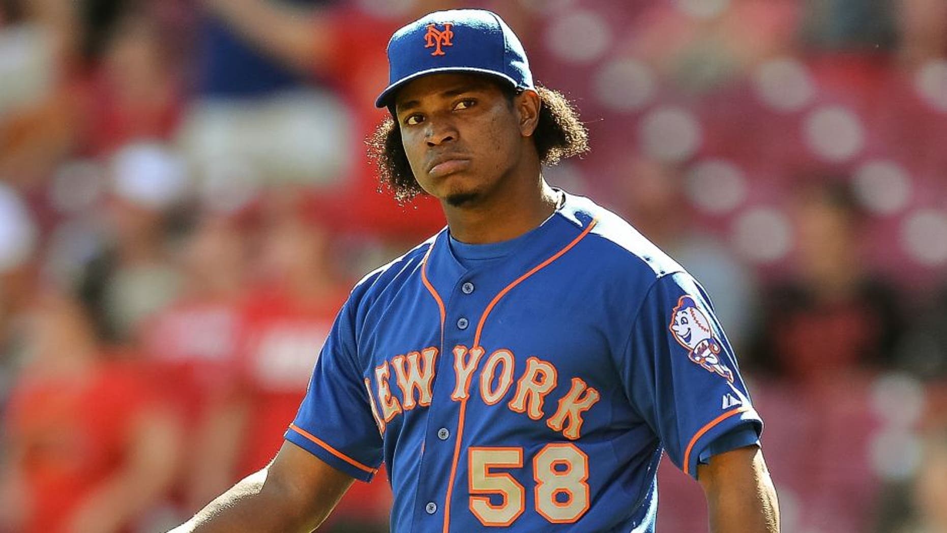 CINCINNATI, OH - SEPTEMBER 7: Jenrry Mejia #58 of the New York Mets pitches against the Cincinnati Reds at Great American Ball Park on September 7, 2014 in Cincinnati, Ohio. (Photo by Jamie Sabau/Getty Images) *** Local Caption *** Jenrry Mejia