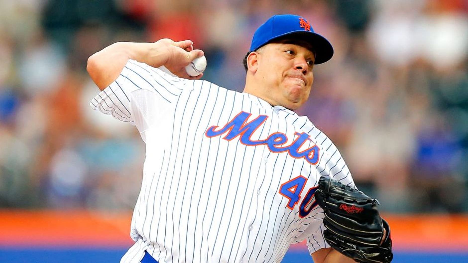 NEW YORK, NY - JULY 01: Bartolo Colon #40 of the New York Mets in action against the Chicago Cubs at Citi Field on July 1, 2015 in the Flushing neighborhood of the Queens borough of New York City. The Cubs defeated the Mets 2-0 after 11 innings. (Photo by Jim McIsaac/Getty Images)