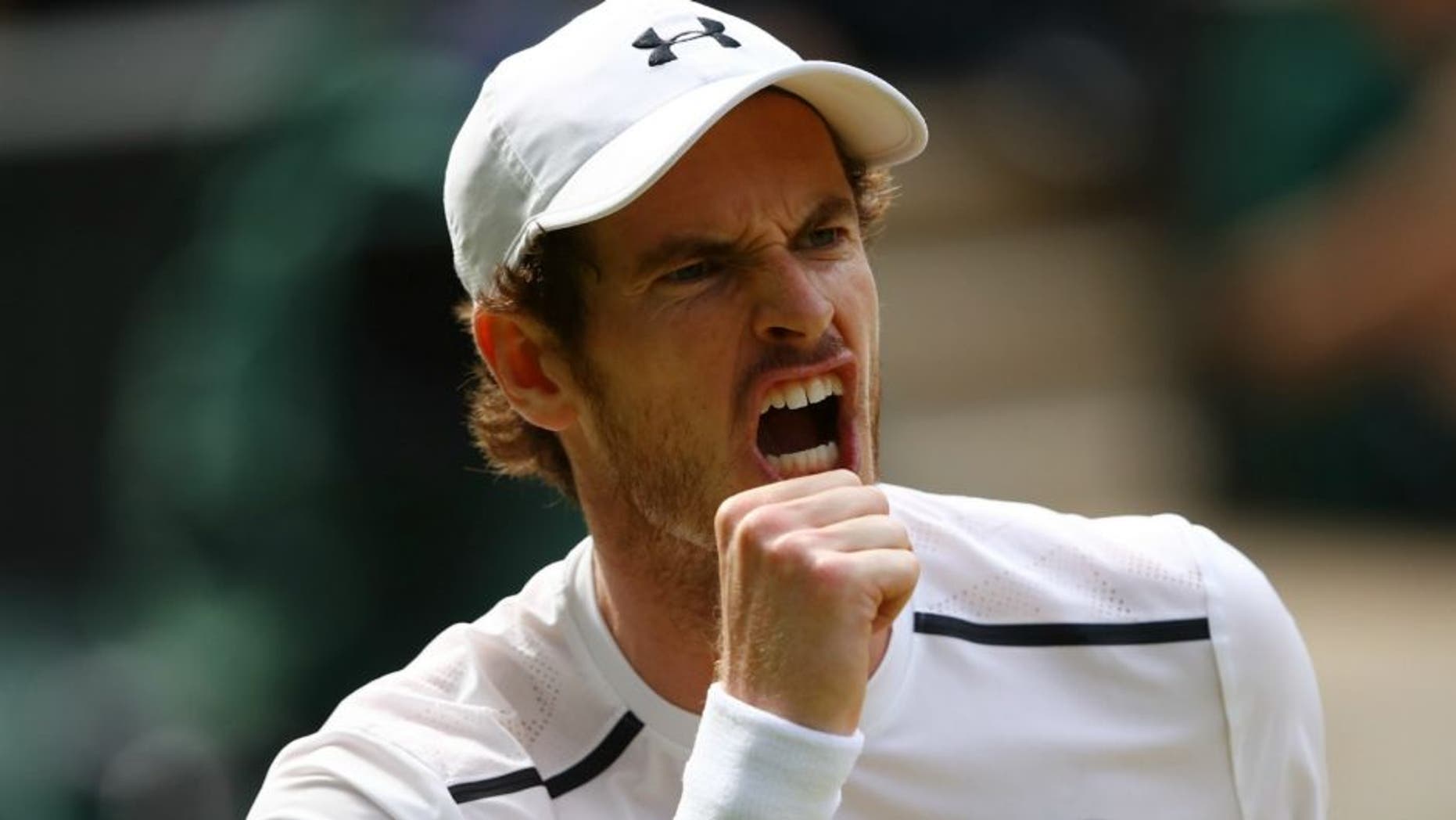 ***** during the ***** against ***** on day thirteen of the Wimbledon Lawn Tennis Championships at the All England Lawn Tennis and Croquet Club on July 10, 2016 in London, England.,LONDON, ENGLAND - JULY 10: Andy Murray of Great Britain celebrates during the Men's Singles Final against Milos Raonic of Canada on day thirteen of the Wimbledon Lawn Tennis Championships at the All England Lawn Tennis and Croquet Club on July 10, 2016 in London, England. (Photo by Clive Brunskill/Getty Images)