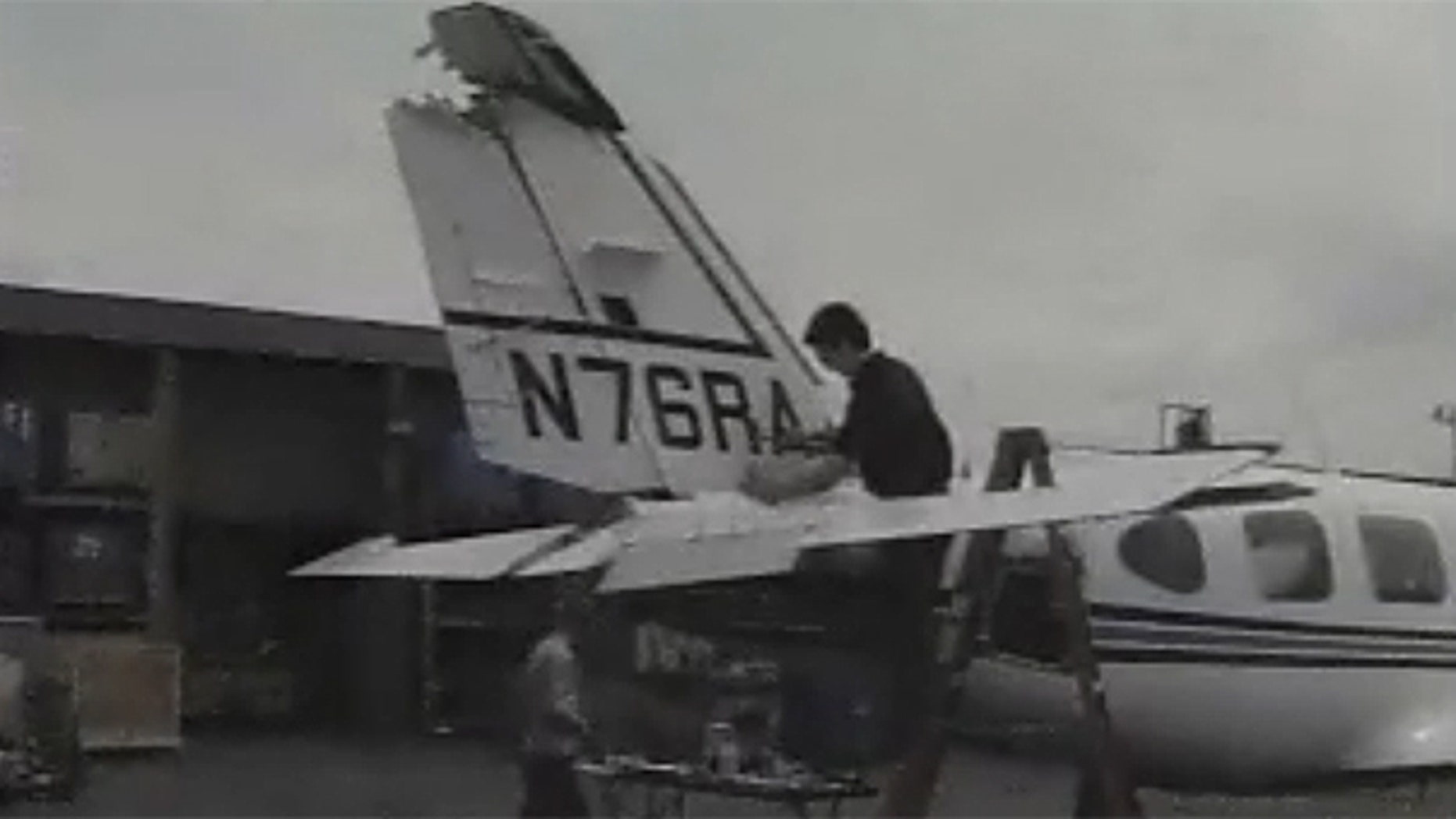 This screen grab from Anchorage's Fox 4 shows the Piper Navajo involved in a midair collision.