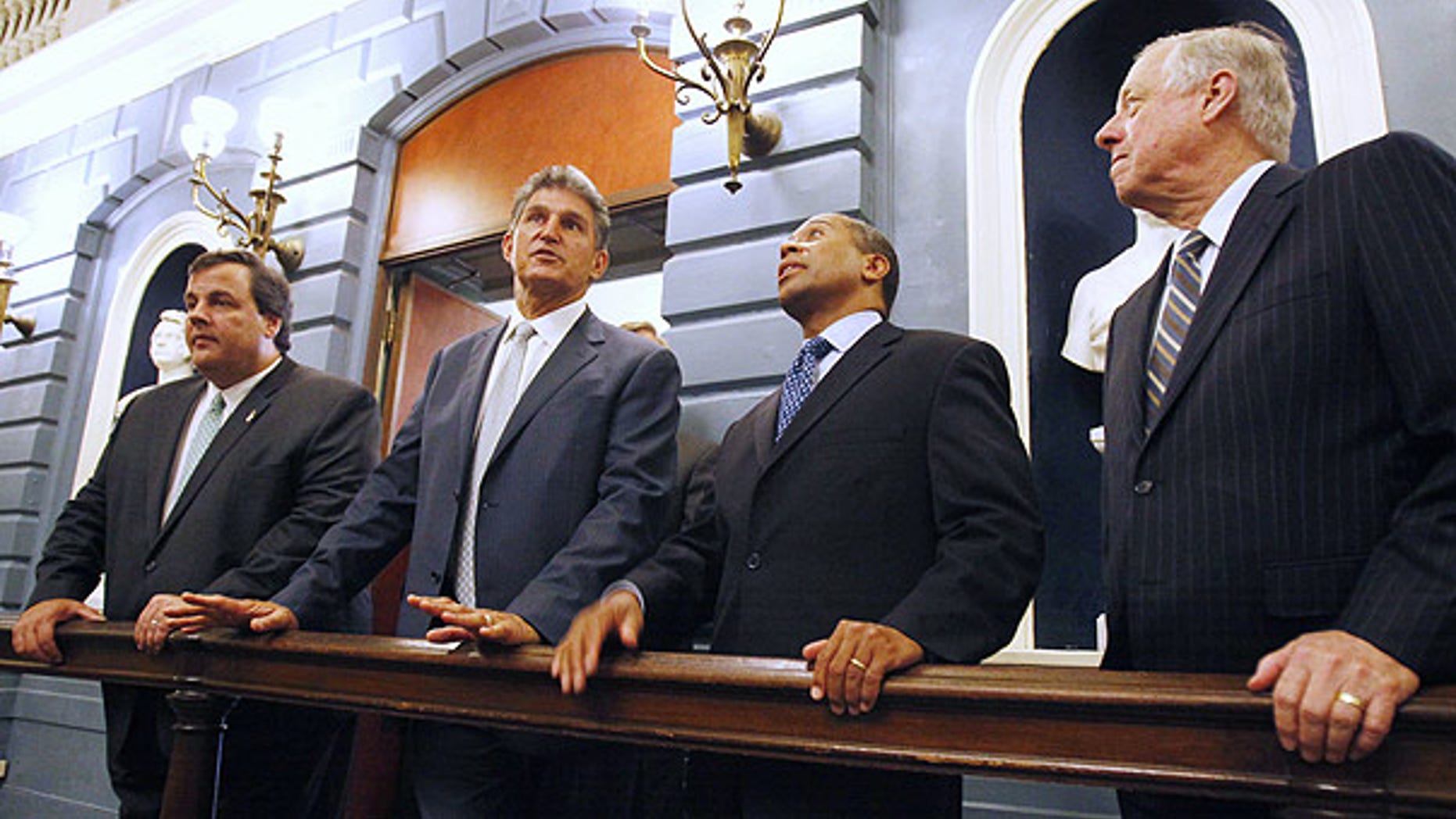 July 9: From left, New Jersey Gov. Chris Christie, West Virginia Gov. Joe Manchin, Massachusetts Gov. Deval Patrick, and Tennessee Gov. Phil Bredesen in Boston.