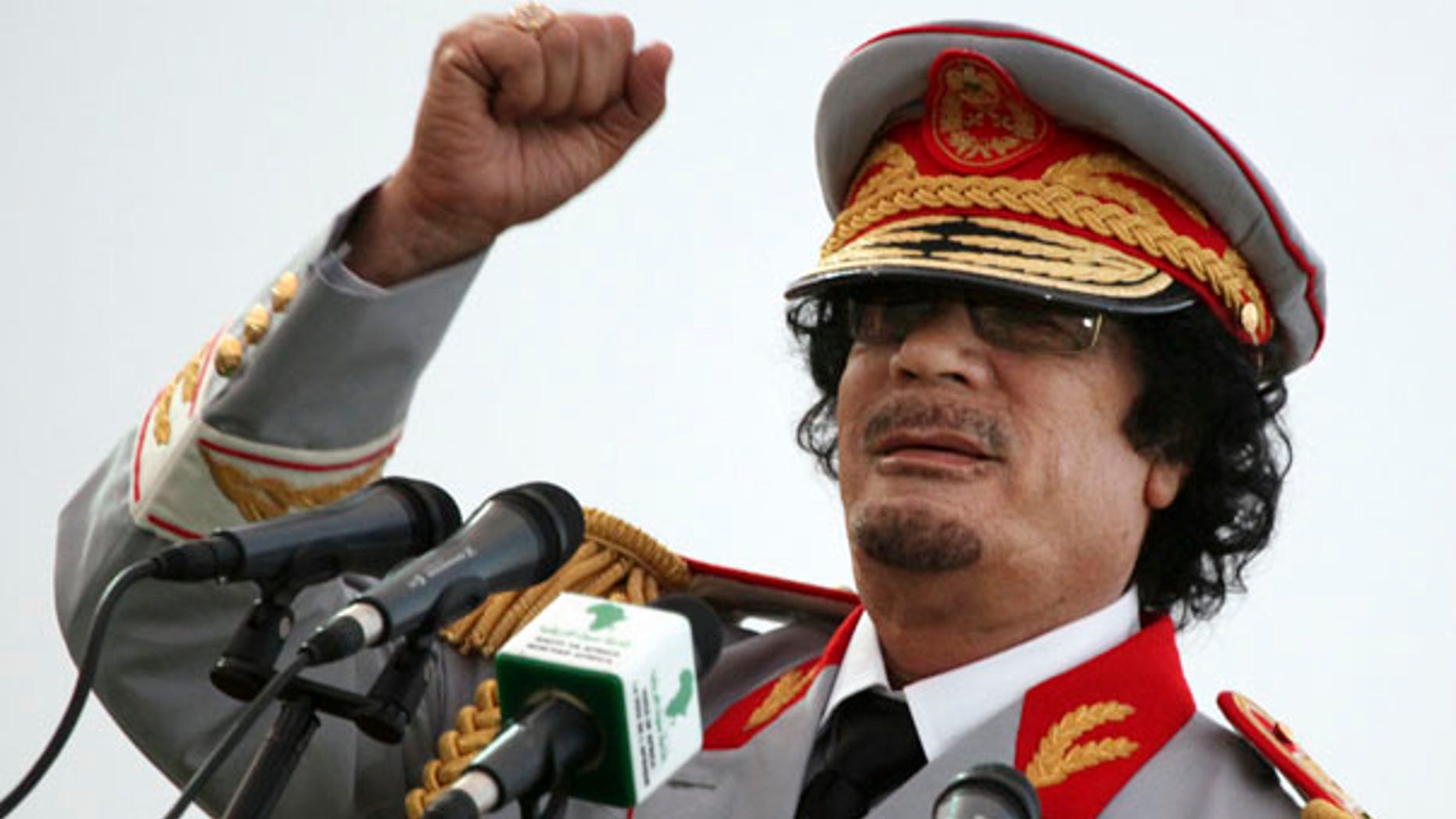 June 12: Libyan leader Muammar Qaddafi speaks during a ceremony in Tripoli.