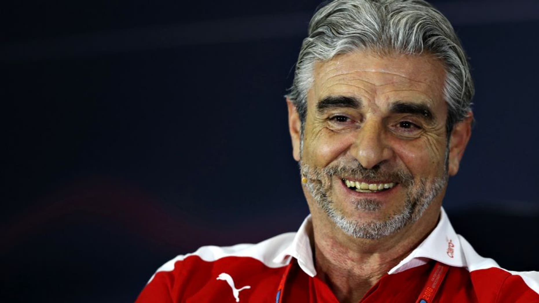 NORTHAMPTON, ENGLAND - JULY 08: Ferrari Team Principal Maurizio Arrivabene in the Team Principals Press Conference during practice for the Formula One Grand Prix of Great Britain at Silverstone on July 8, 2016 in Northampton, England. (Photo by Mark Thompson/Getty Images)