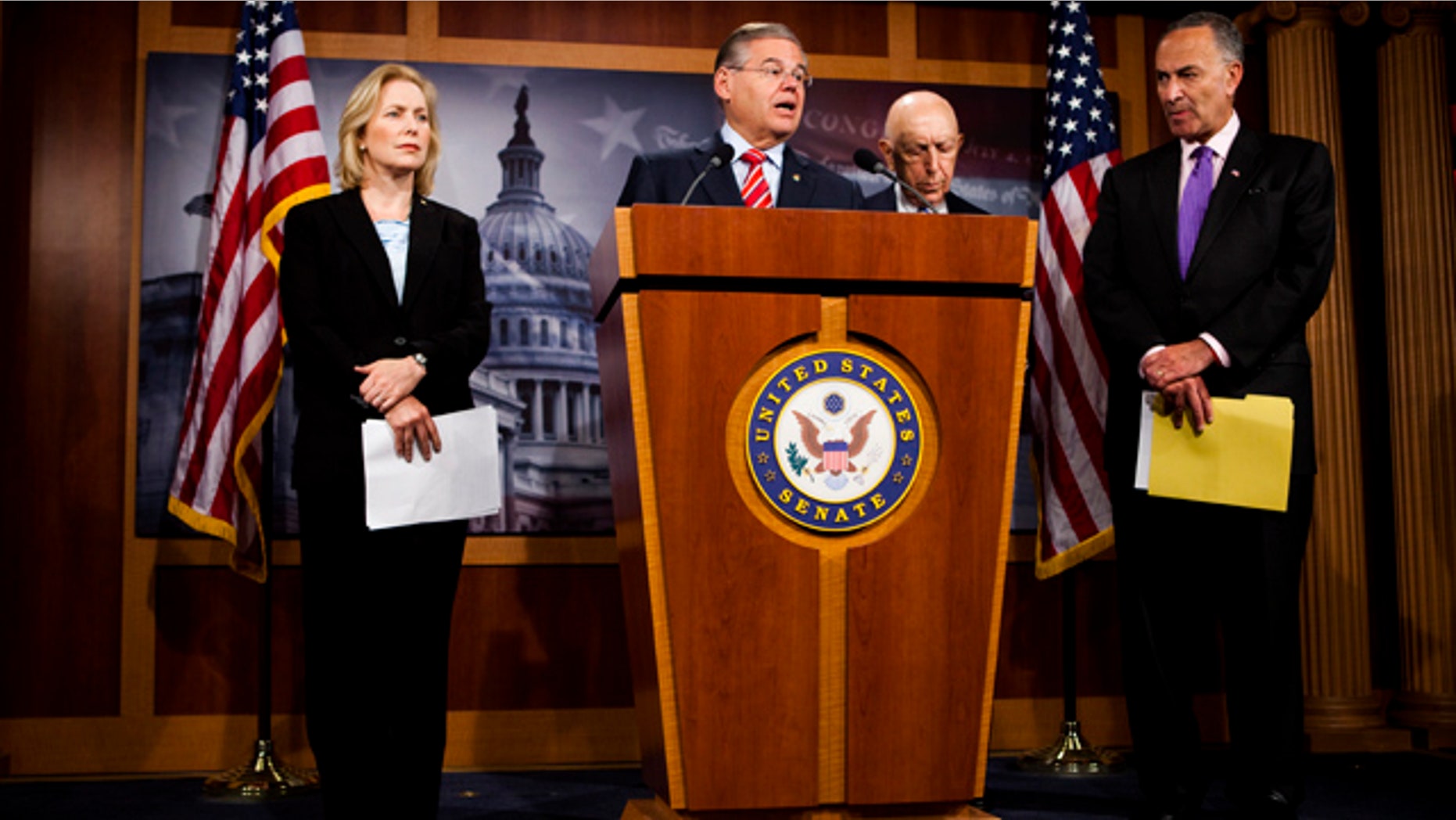 July 14: Senators from New York and New Jersey take part in a news conference to discuss asking the State Department to investigate whether oil giant BP played a role in winning release of the Lockerbie bomber.