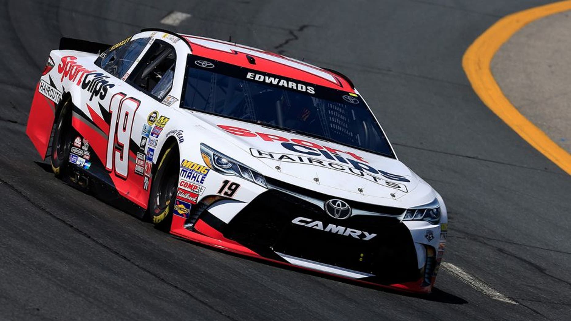 LOUDON, NH - JULY 15: Carl Edwards, driver of the #19 Sport Clips Toyota, practices for the NASCAR Sprint Cup Series New Hampshire 301 at New Hampshire Motor Speedway on July 16, 2016 in Loudon, New Hampshire. (Photo by Chris Trotman/Getty Images)