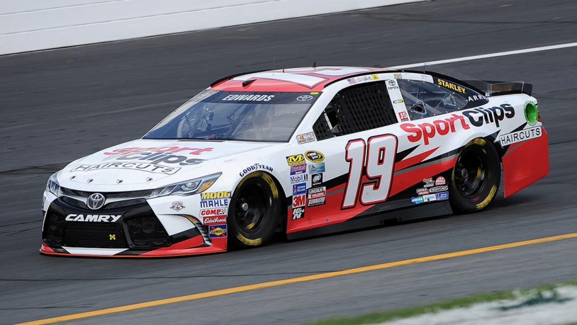 LOUDON, NH - JULY 15: Carl Edwards, driver of the #19 Sport Clips Toyota, practices for the NASCAR Sprint Cup Series New Hampshire 301 at New Hampshire Motor Speedway on July 16, 2016 in Loudon, New Hampshire. (Photo by Jonathan Moore/Getty Images)