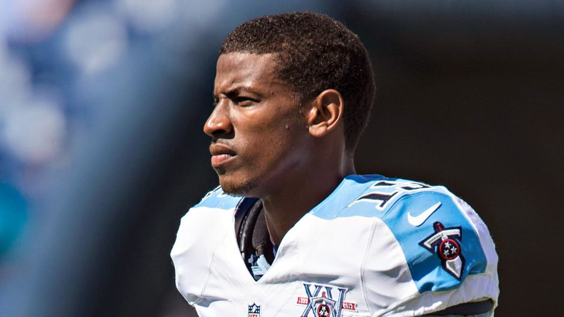 NASHVILLE, TN - SEPTEMBER 22: Justin Hunter #15 of the Tennessee Titans warms up before a game against the San Diego Chargers at LP Field on September 22, 2013 in Nashville, Tennessee. The Titans defeated the Chargers 20-17. (Photo by Wesley Hitt/Getty Images)