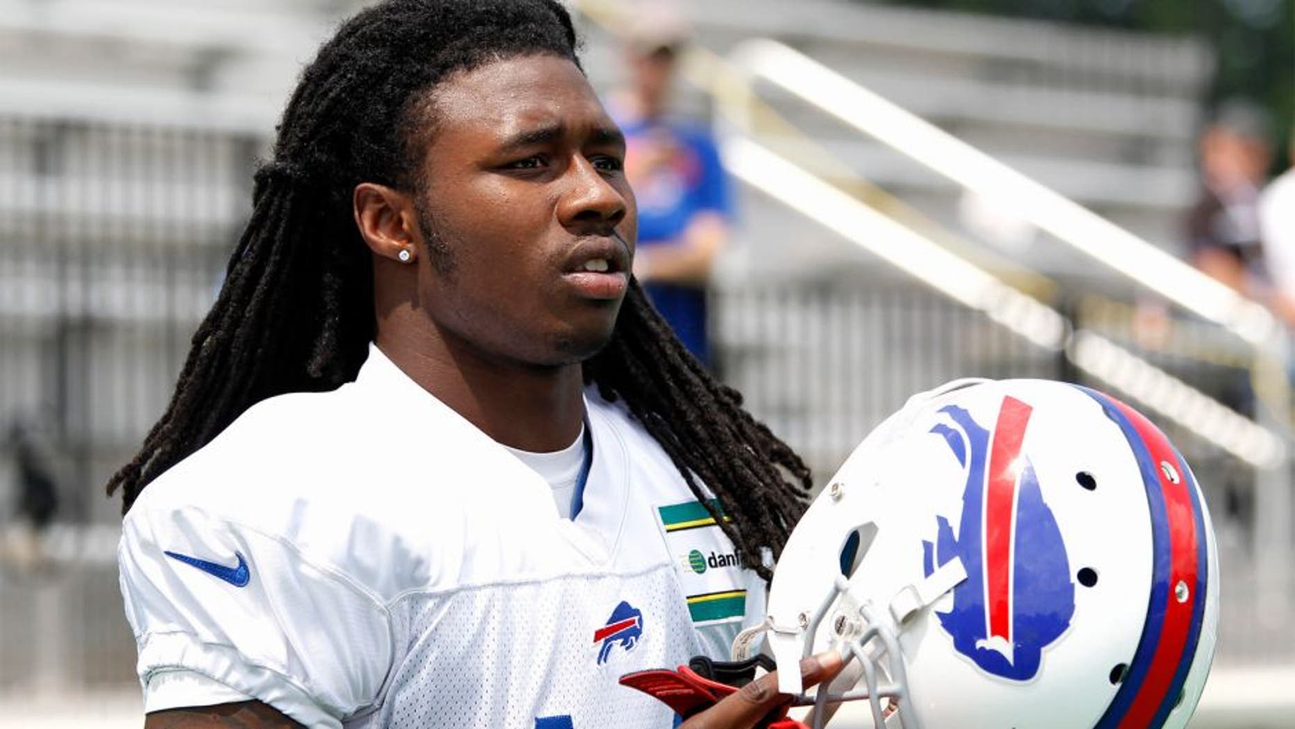Jul 21, 2014; Pittsford, NY, USA; Buffalo Bills wide receiver Sammy Watkins (14) heads to the field at the beginning of training camp at St John Fisher College. Mandatory Credit: Kevin Hoffman-USA TODAY Sports
