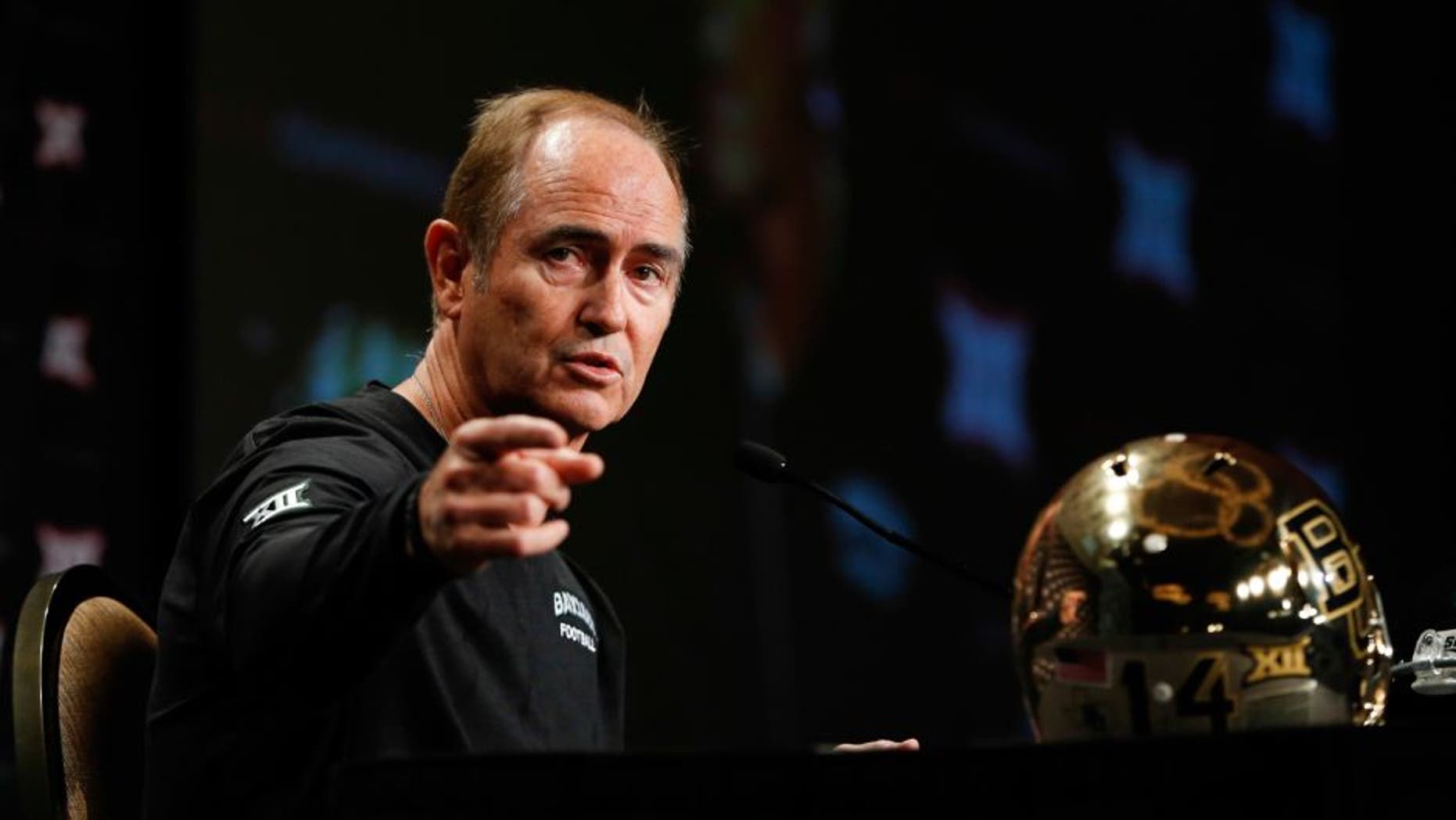Jul 21, 2014; Dallas, TX, USA; Baylor Bears head coach Art Briles speaks to the media during the Big 12 Media Day at the Omni Dallas. Mandatory Credit: Kevin Jairaj-USA TODAY Sports