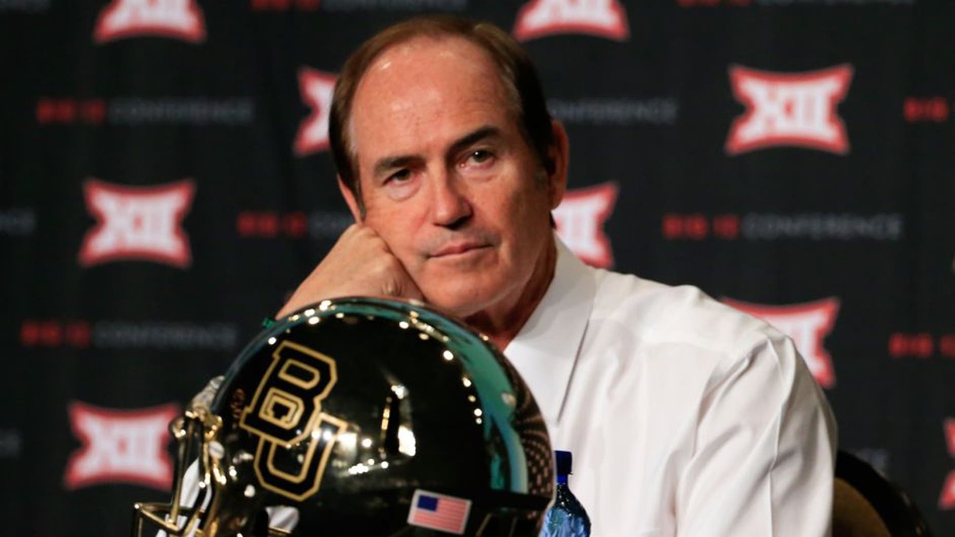 Jul 21, 2015; Dallas, TX, USA; Baylor Bears head coach Art Briles speaks to the media during the Big 12 Media Days at Omni Dallas. Mandatory Credit: Kevin Jairaj-USA TODAY Sports
