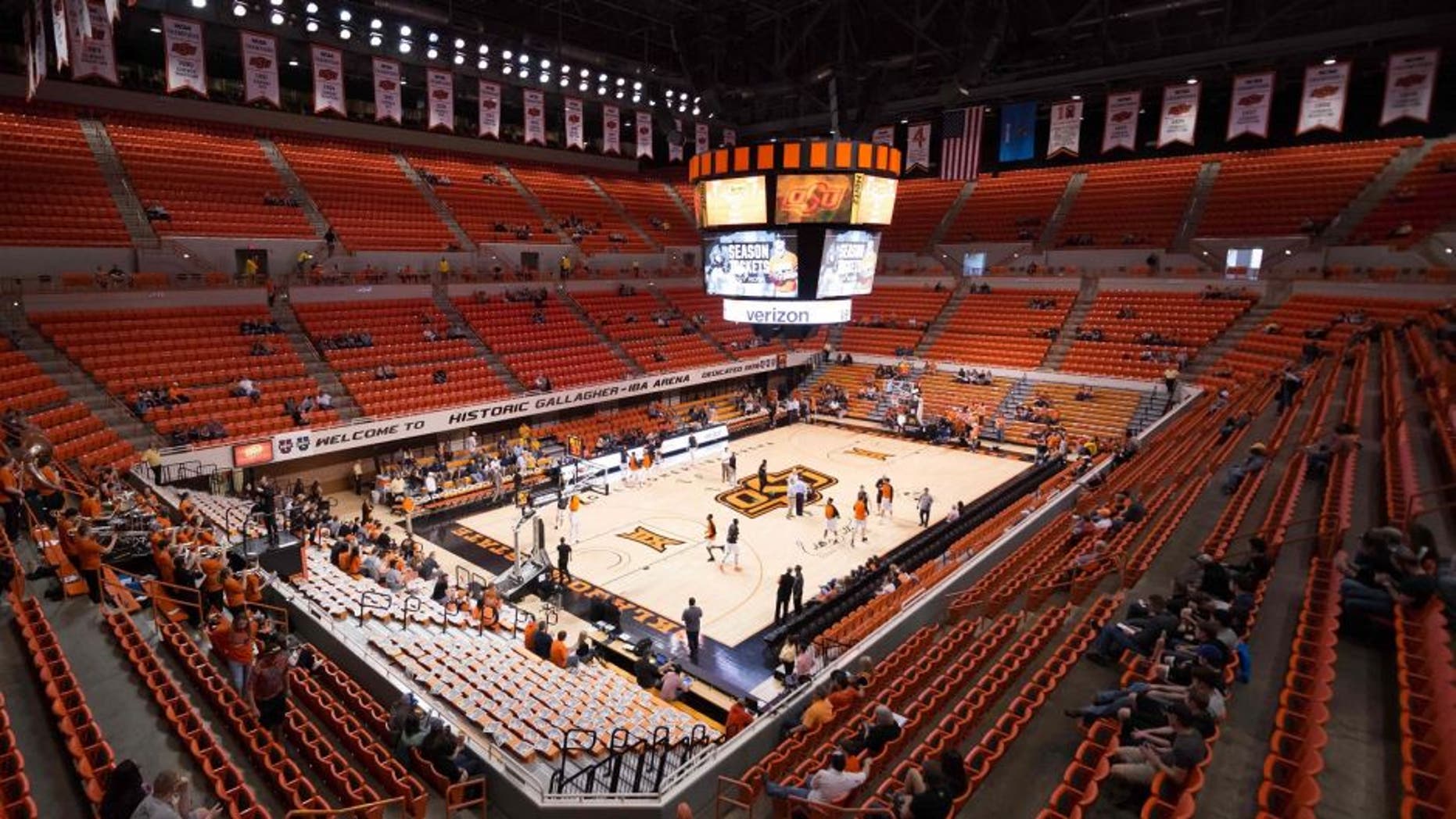 Feb 27, 2016; Stillwater, OK, USA; A general view of Gallagher-Iba Arena prior to the game between the West Virginia Mountaineers and the Oklahoma State Cowboys. Mandatory Credit: Rob Ferguson-USA TODAY Sports