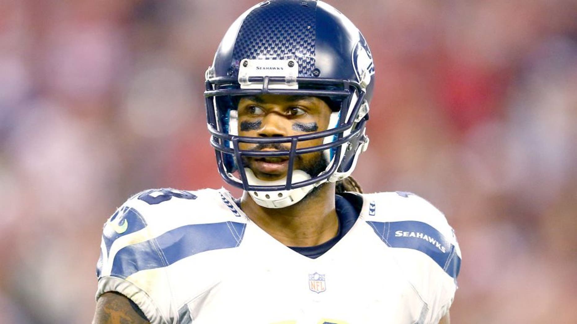 Oct 17, 2013; Phoenix, AZ, USA; Seattle Seahawks wide receiver Sidney Rice (18) against the Arizona Cardinals at University of Phoenix Stadium. Mandatory Credit: Mark J. Rebilas-USA TODAY Sports
