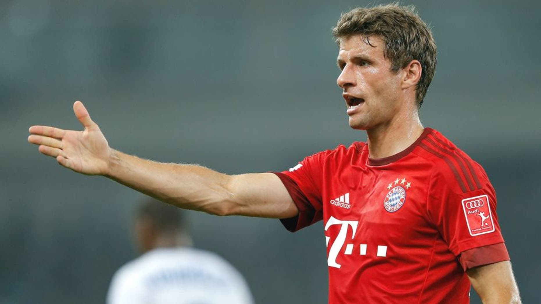 SHANGHAI, CHINA - JULY 21: Thomas Mueller of FC Bayern Muenchen looks on during the international friendly match between FC Bayern Muenchen and Inter Milan of the Audi Football Summit 2015 at Shanghai Stadium on July 21, 2015 in Shanghai, China. (Photo by Lintao Zhang/Getty Images)