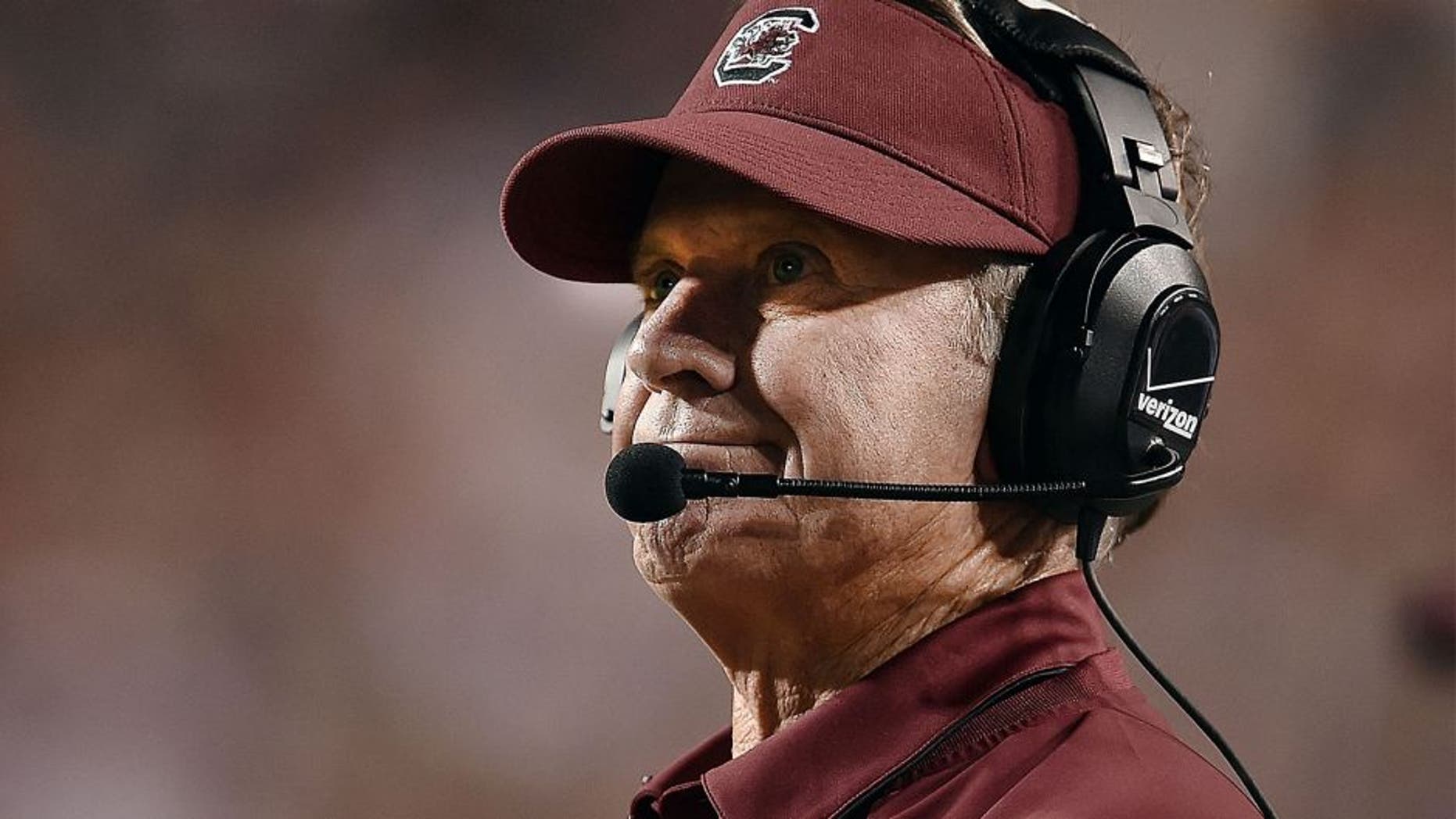 AUBURN, AL - OCTOBER 25: Head coach Steve Spurrier of the South Carolina Gamecocks watches action during the fourth quarter of a game against the Auburn Tigers at Jordan Hare Stadium on October 25, 2014 in Auburn, Alabama. (Photo by Stacy Revere/Getty Images)