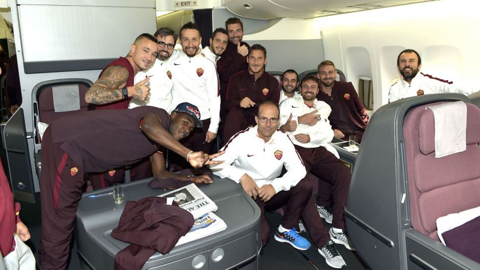JAKARTA, INDONESIA - JULY 24: AS Roma player players and staff during the AS Roma travel to Indonesia on July 24, 2015 in Jakarta, Indonesia. (Photo by Luciano Rossi/AS Roma via Getty Images)