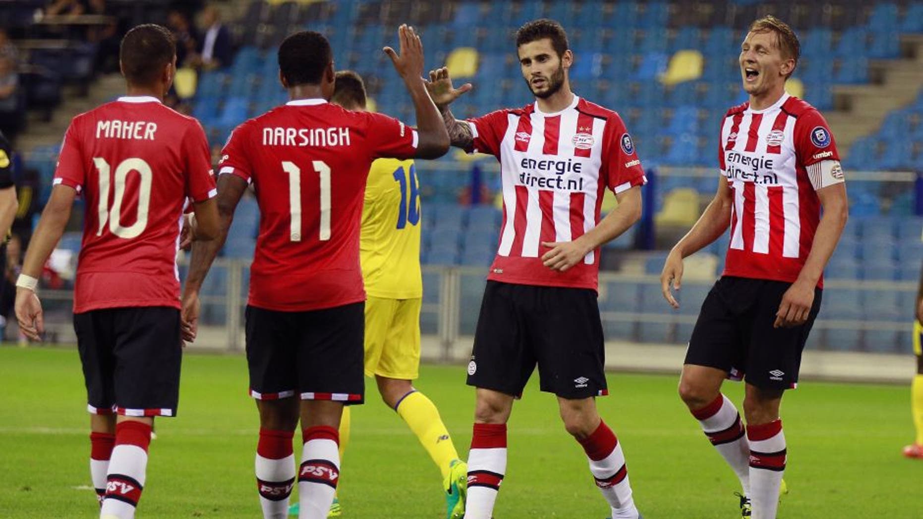 Adam Maher Luciano Narsingh Gaston Pereiro Luuk de Jong during the GelreDome tournament match between PSV Eindhoven and FC Porto on July 21, 2016 at the Gelredome stadium in Arnhem, The Netherlands.(Photo by VI Images via Getty Images)
