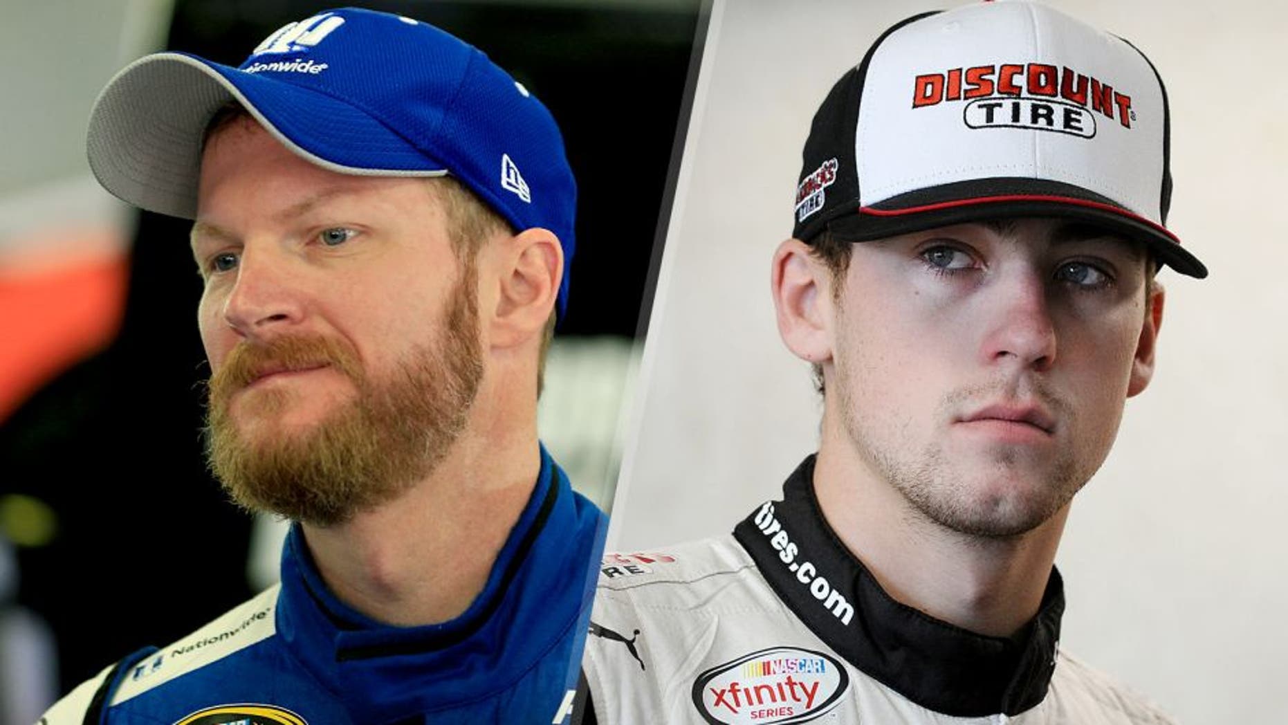LOUDON, NH - JULY 17: Dale Earnhardt Jr., driver of the #88 Nationwide Chevrolet, stands in the garage area during practice for the NASCAR Sprint Cup Series 5-Hour Energy 301 at New Hampshire Motor Speedway on July 17, 2015 in Loudon, New Hampshire. (Photo by Chris Trotman/NASCAR via Getty Images) INDIANAPOLIS, IN - JULY 24: Ryan Blaney, driver of the #22 Discount Tire Ford, stands in the garage prior to practice for the NASCAR XFINITY Series Lilly Diabetes 250 at Indianapolis Motorspeedway on July 24, 2015 in Indianapolis, Indiana. (Photo by Rainier Ehrhardt/NASCAR via Getty Images)