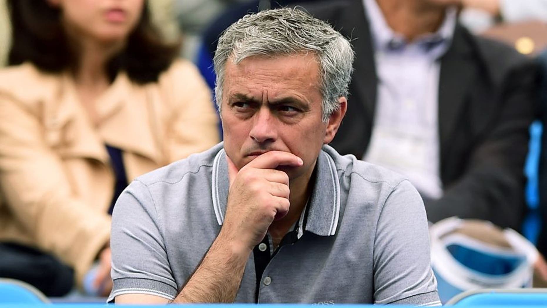 LONDON, ENGLAND - JUNE 20: Chelsea manager Jose Mourinho watches the match between Kevin Anderson of South Africa and Gilles Simon of France during day six of the Aegon Championships at Queen's Club on June 20, 2015 in London, England. (Photo by Shaun Botterill/Getty Images)
