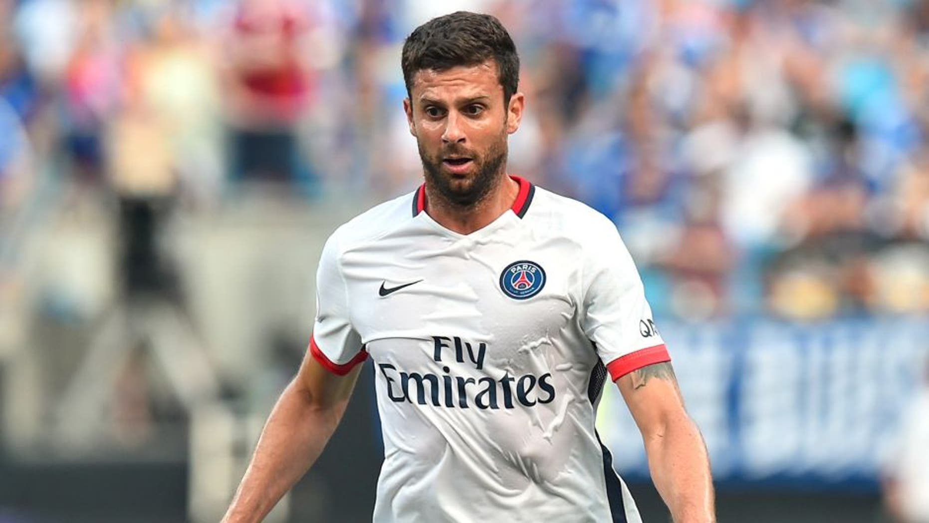Paris Saint-Germain's Thiago Motta moves the ball during an International Champions Cup football match against Chelsea in Charlotte, North Carolina, on July 25, 2015. AFP PHOTO/NICHOLAS KAMM (Photo credit should read NICHOLAS KAMM/AFP/Getty Images)