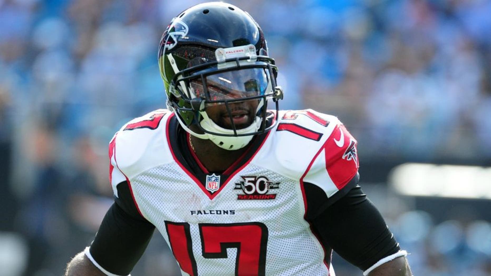 CHARLOTTE, NC - DECEMBER 13: Devin Hester #17 of the Atlanta Falcons looks to return a punt against the Carolina Panthers at Bank Of America Stadium on December 13, 2015 in Charlotte, North Carolina. (Photo by Scott Cunningham/Getty Images) *** Local Caption *** Devin Hester