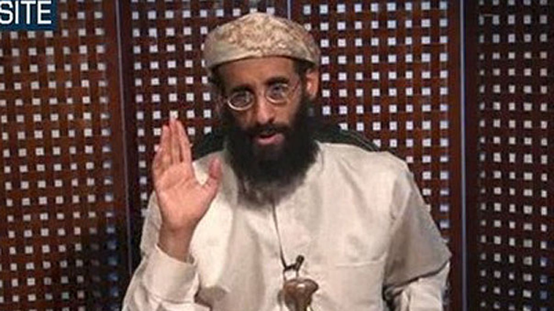 In this image from video released by SITE Intelligence Group on Nov. 8, 2010, Anwar al-Awlaki speaks in a video message posted on radical websites.