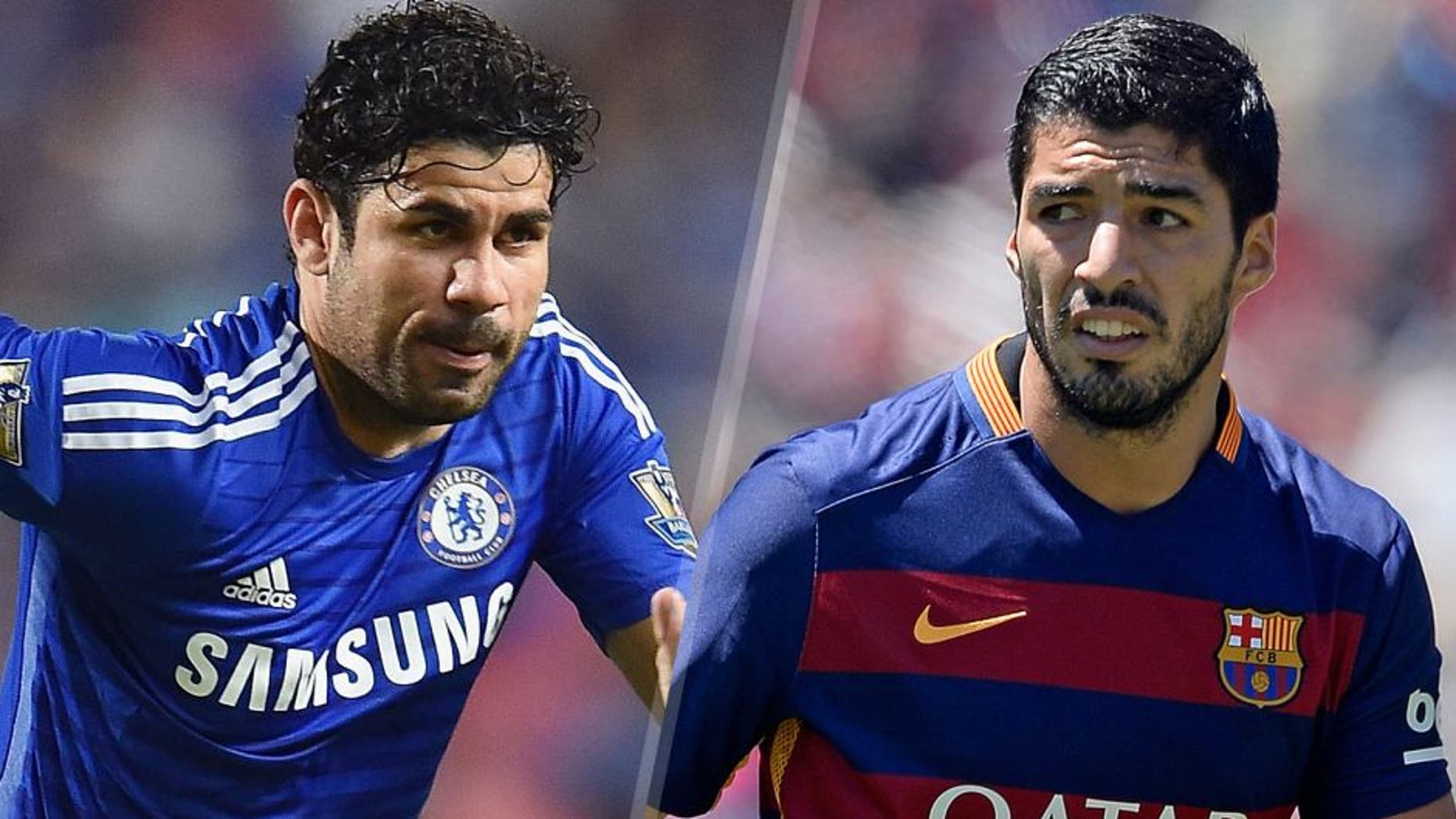 Diego Costa #19 of Chelsea FC runs during the international friendly match between Thailand All-Stars and Chelsea FC at Rajamangala Stadium on May 30, 2015 in Bangkok, Thailand. (Photo by Thananuwat Srirasant/Getty Images) Luis Suarez #9 of FC Barcelona during their friendly soccer match against Manchester United in the International Champions Cup at the Levi's Stadium July 25, 2015 in Santa Clara, California. (Photo by Kevork Djansezian/Getty Images)