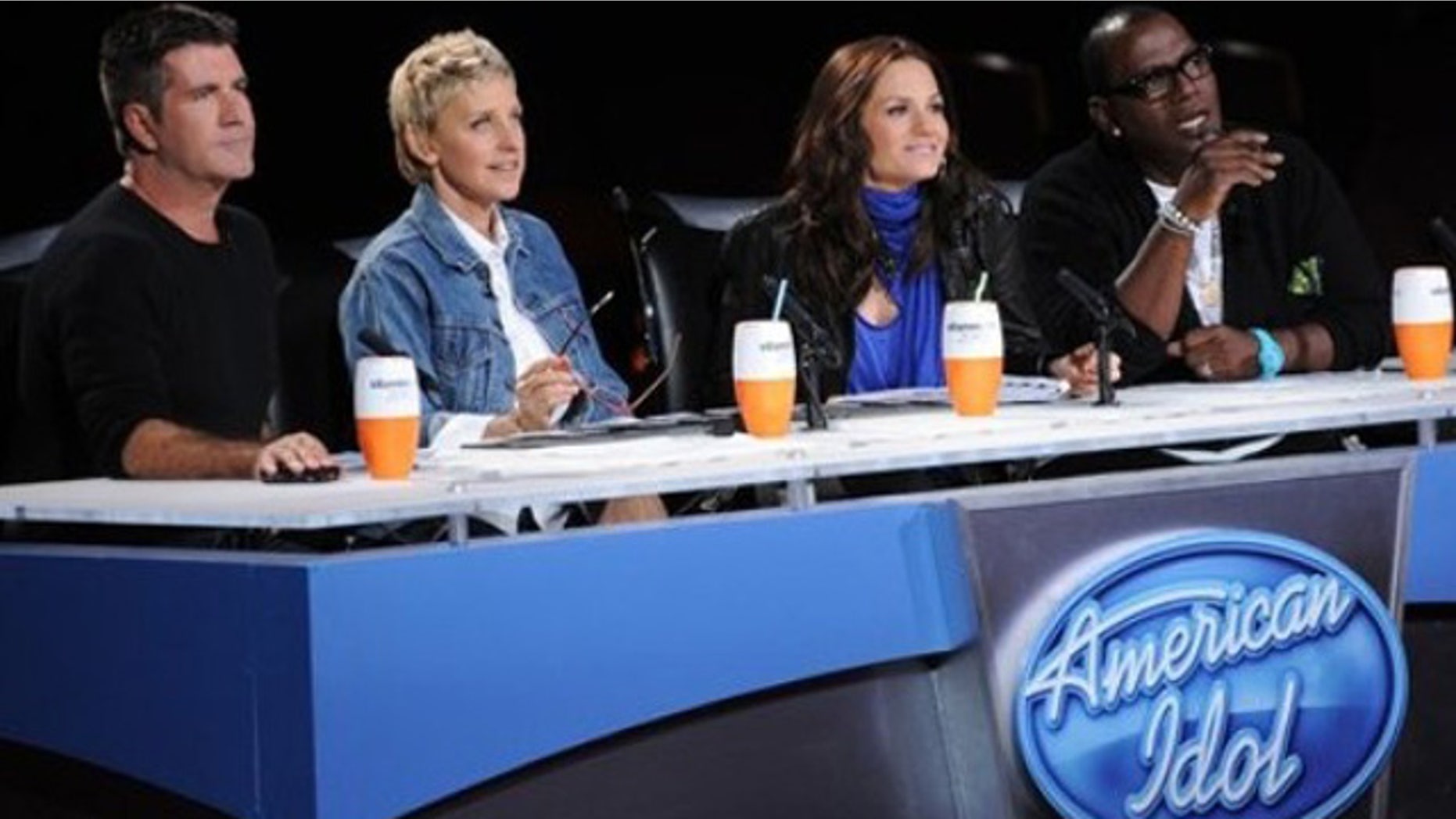In this undated publicity image released by Fox, "American Idol" judges, from left, Simon Cowell, Ellen DeGeneres, Kara DioGuardi and Randy Jackson are shown.
