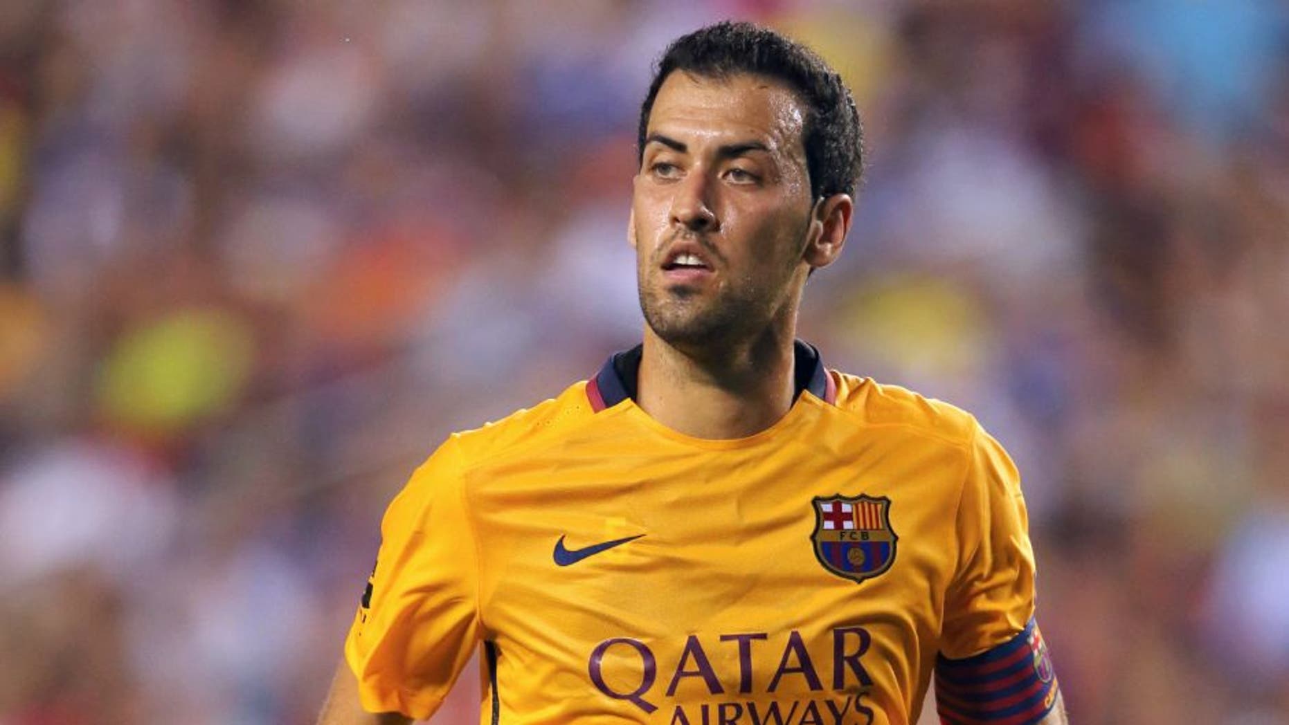 LANDOVER, UNITED STATES - JULY 28: Sergio Busquets of FC Barcelona during the International Champions Cup match between Barcelona and Chelsea at FedExField on July 28, 2015 in Landover, Maryland. (Photo by Matthew Ashton - AMA/Getty Images)