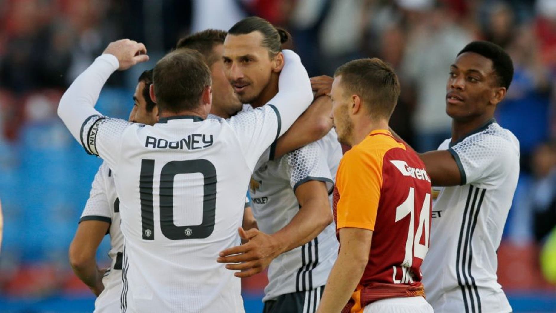 Football Soccer - Galatasaray v Manchester United - Pre Season Friendly - Ullevi Stadium, Gothenburg, Sweden - 30/7/16 Manchester United's Zlatan Ibrahimovic celebrates with team mates after scoring their first goal Action Images via Reuters / Henry Browne Livepic