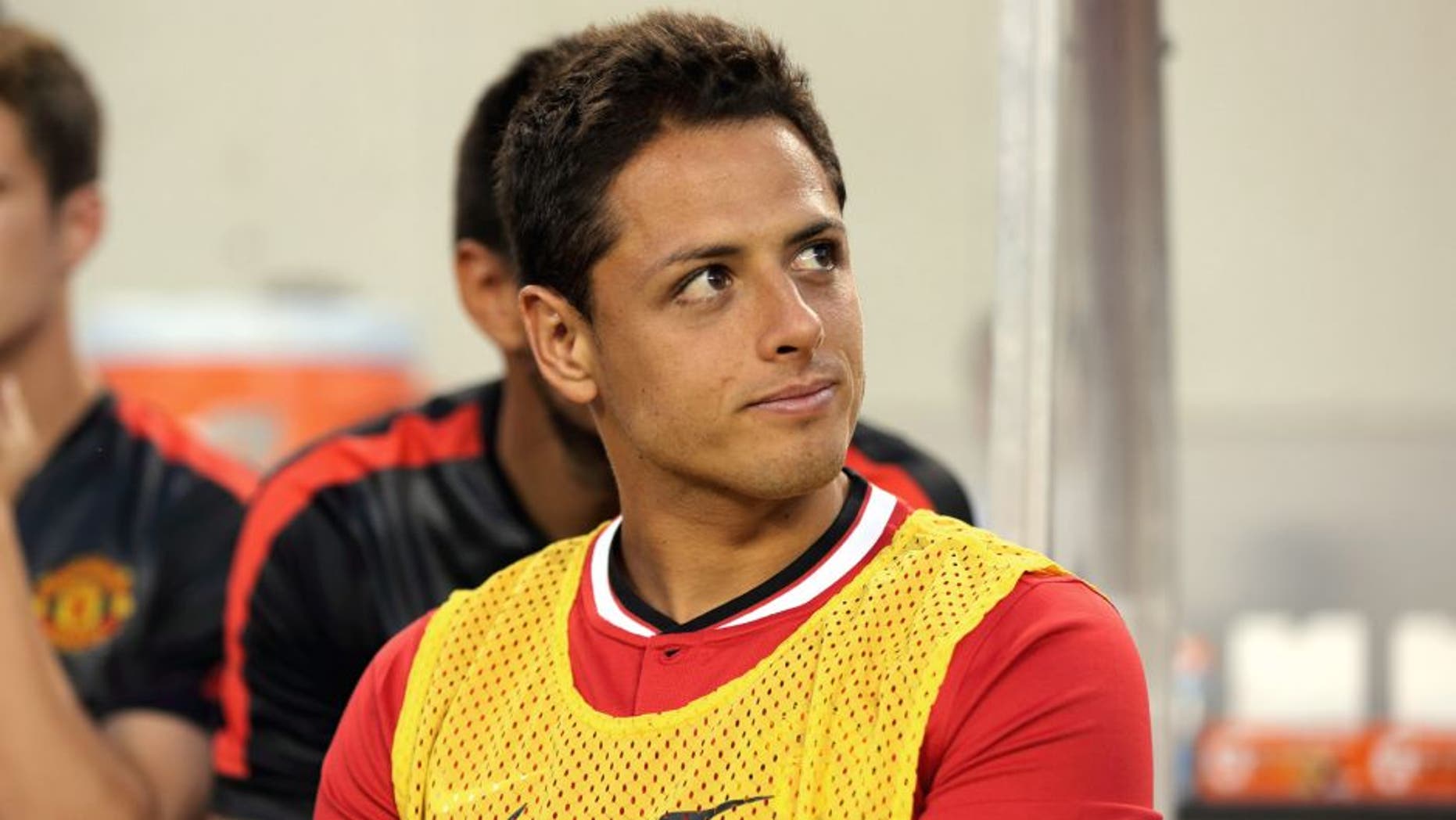 CHICAGO, UNITED STATES - JULY 29: Javier Hernandez of Manchester United back on with the team after being with Mexico at the International Champions Cup match between Manchester United and Paris Saint-Germain at Soldier Field on July 29, 2015 in Chicago, Illinois. (Photo by Matthew Ashton - AMA/Getty Images)