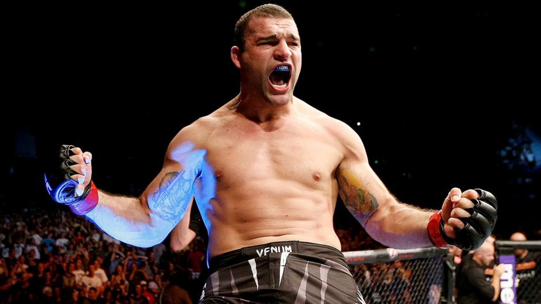 BRISBANE, AUSTRALIA - DECEMBER 07: Mauricio "Shogun" Rua reacts after knocking out James Te Huna in their light heavyweight fight during the UFC Fight Night event at the Brisbane Entertainment Centre on December 7, 2013 in Brisbane, Australia. (Photo by Josh Hedges/Zuffa LLC/Zuffa LLC via Getty Images)