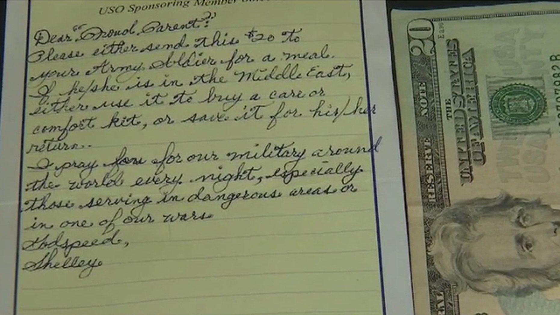 The mom in Sun City, Arizona, received the note on her car, signed, 'Shelley.'