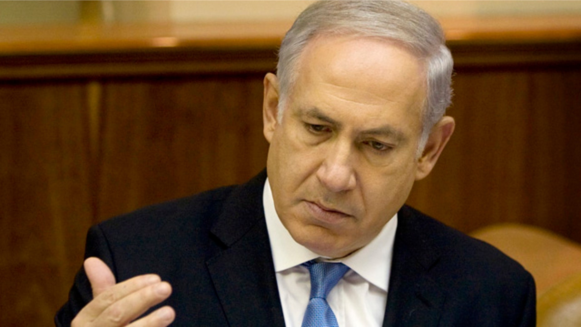 Aug. 1: Israeli Prime Minister Benjamin Netanyahu attends the weekly cabinet meeting in his Jerusalem office.
