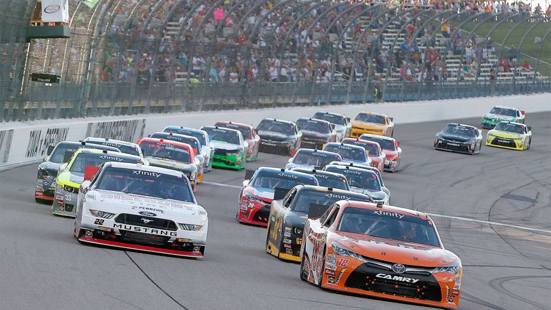 NEWTON, IA - AUGUST 01: Green flag start of the NASCAR XFINITY Series U.S. Cellular 250 race, at Iowa Speedway on August 1, 2015 in Newton, Iowa. (Photo by Brian Lawdermilk/NASCAR via Getty Images)