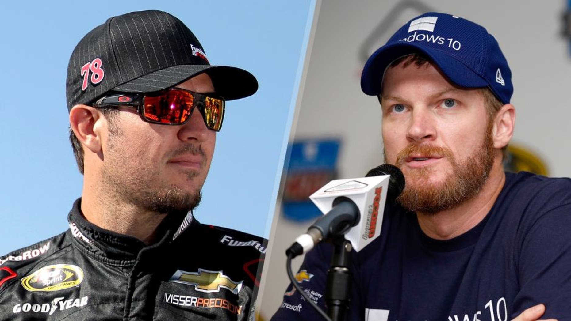 LONG POND, PA - JULY 31: Martin Truex Jr., driver of the #78 Furniture Row/Visser Precision Chevrolet, looks on from the grid during qualifying for the NASCAR Sprint Cup Series Windows 10 400 at Pocono Raceway on July 31, 2015 in Long Pond, Pennsylvania. (Photo by Tim Bradbury/Getty Images) LONG POND, PA - JULY 31: Dale Earnhardt Jr., driver of the #88 Microsoft Chevrolet, speaks to the media following practice for the NASCAR Sprint Cup Series Windows 10 400 at Pocono Raceway on July 31, 2015 in Long Pond, Pennsylvania. (Photo by Todd Warshaw/NASCAR via Getty Images)