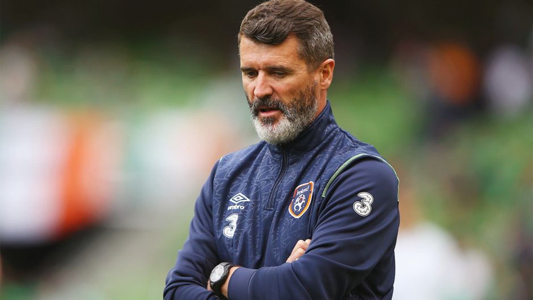 DUBLIN, IRELAND - JUNE 13: Roy Keane, the Republic of Ireland assistant manager looks on prior to the UEFA EURO 2016 Qualifier Group D match between Republic of Ireland and Scotland at Aviva Stadium on June 13, 2015 in Dublin, Ireland. (Photo by Ian Walton/Getty Images)
