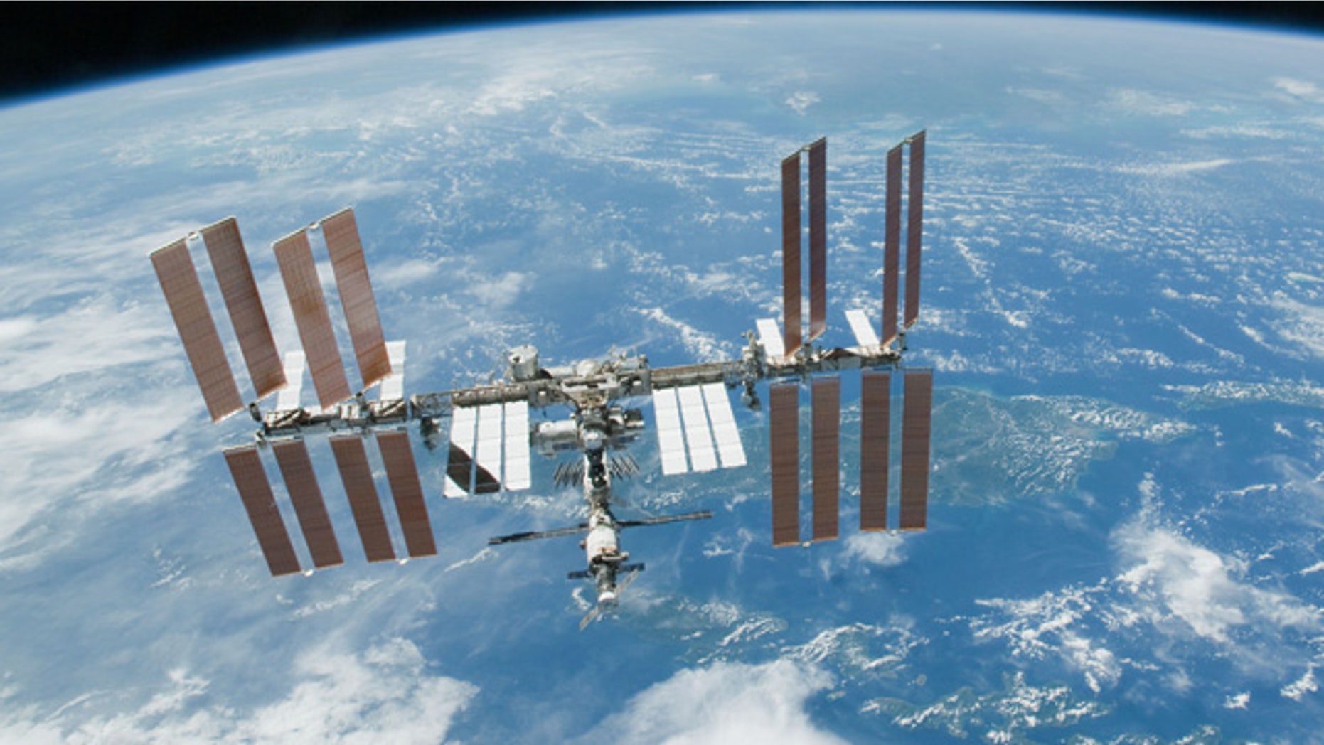Feb. 19. 2010: This file photo provided by NASA shows the International Space Station with Earth's horizon as a backdrop.