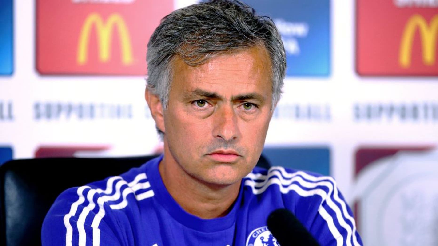 COBHAM, ENGLAND - JULY 31: Jose Mourinho talks during a press conference at Chelsea Training Ground on July 31, 2015 in Cobham, England. (Photo by Jordan Mansfield/Getty Images)