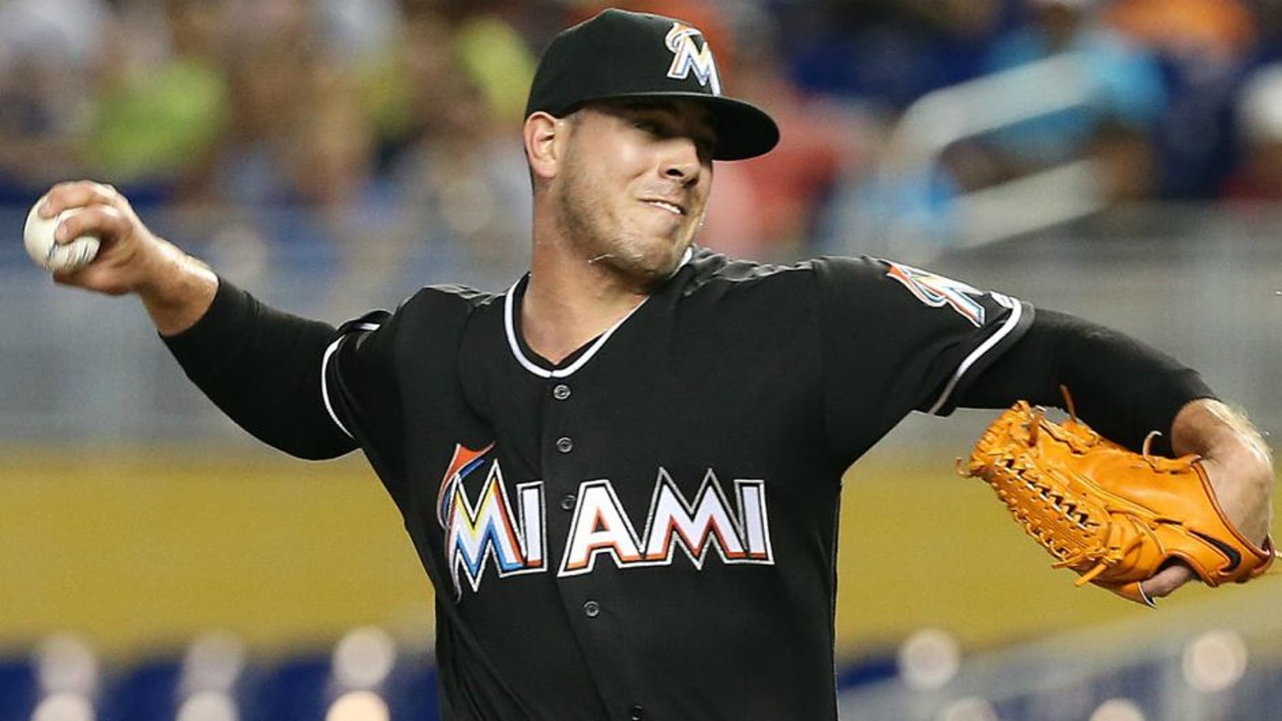 The Miami Marlins' Jose Fernandez pitches in the first inning against the St. Louis Cardinals at Marlins Park in Miami on Thursday, July 28, 2016. (Pedro Portal/Miami Herald/TNS),The Miami Marlins' Jose Fernandez pitches in the first inning against the St. Louis Cardinals at Marlins Park in Miami on Thursday, July 28, 2016. (Pedro Portal/Miami Herald/TNS via Getty Images)