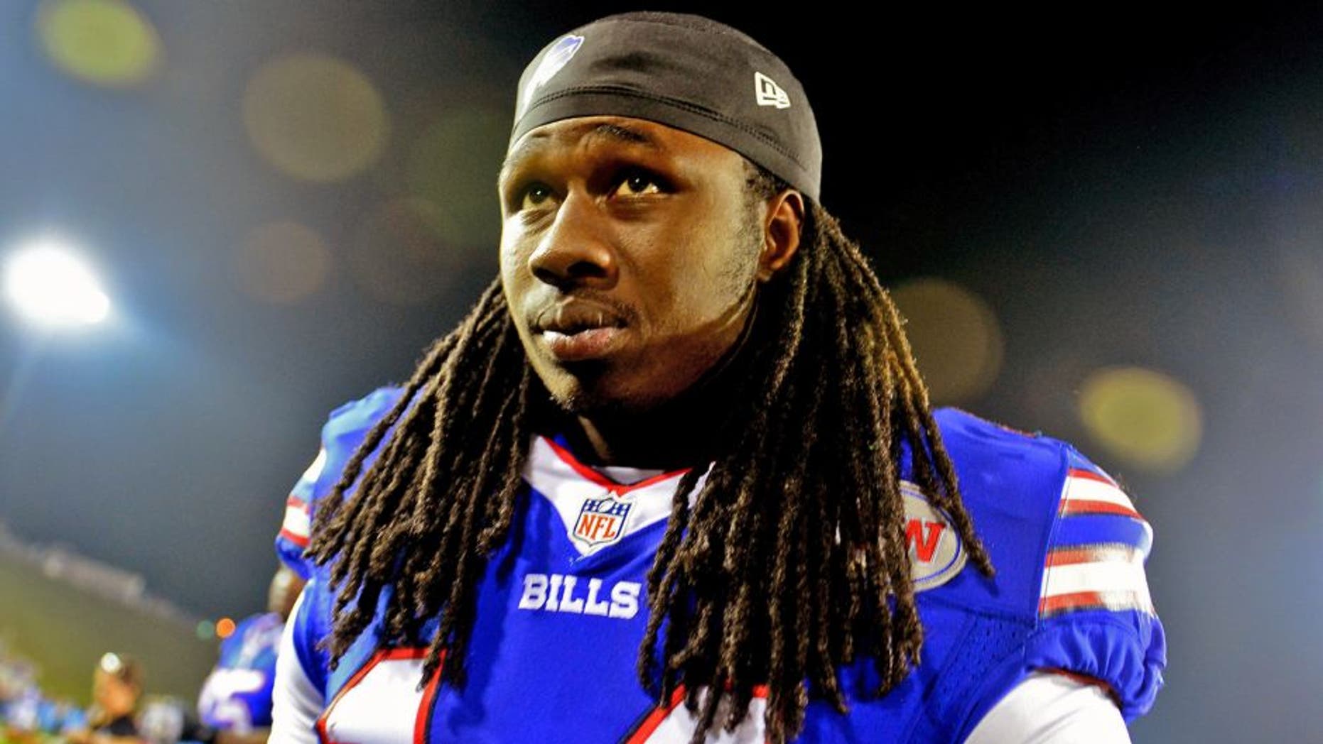Aug 3, 2014; Canton, OH, USA; Buffalo Bills wide receiver Sammy Watkins (14) walks off the field following the 2014 Pro Football Hall of Fame game at Fawcett Stadium. Mandatory Credit: Andrew Weber-USA TODAY Sports
