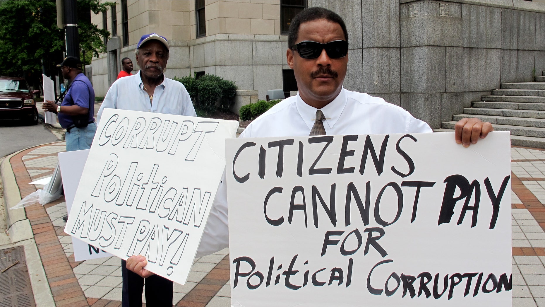 August 4 Protestors outside Jefferson County courthouse in Birmingham, Alabama.