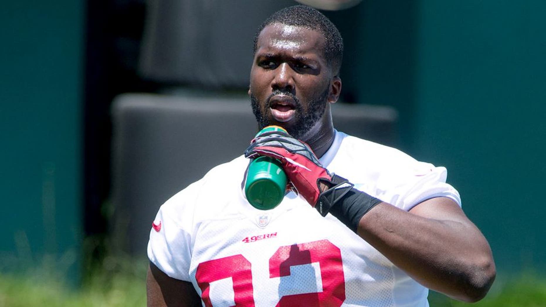 May 28, 2014; Santa Clara, CA, USA; San Francisco 49ers defensive tackle Quinton Dial (92) during organized team activities at the SAP Performance Facility. Mandatory Credit: Kyle Terada-USA TODAY Sports