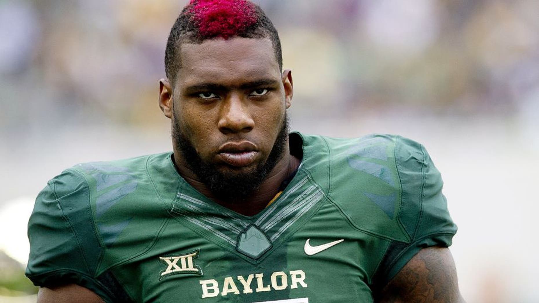 WACO, TX - OCTOBER 11: Shawn Oakman #2 of the Baylor Bears looks on against the TCU Horned Frogs on October 11, 2014 at McLane Stadium in Waco, Texas. (Photo by Cooper Neill/Getty Images)