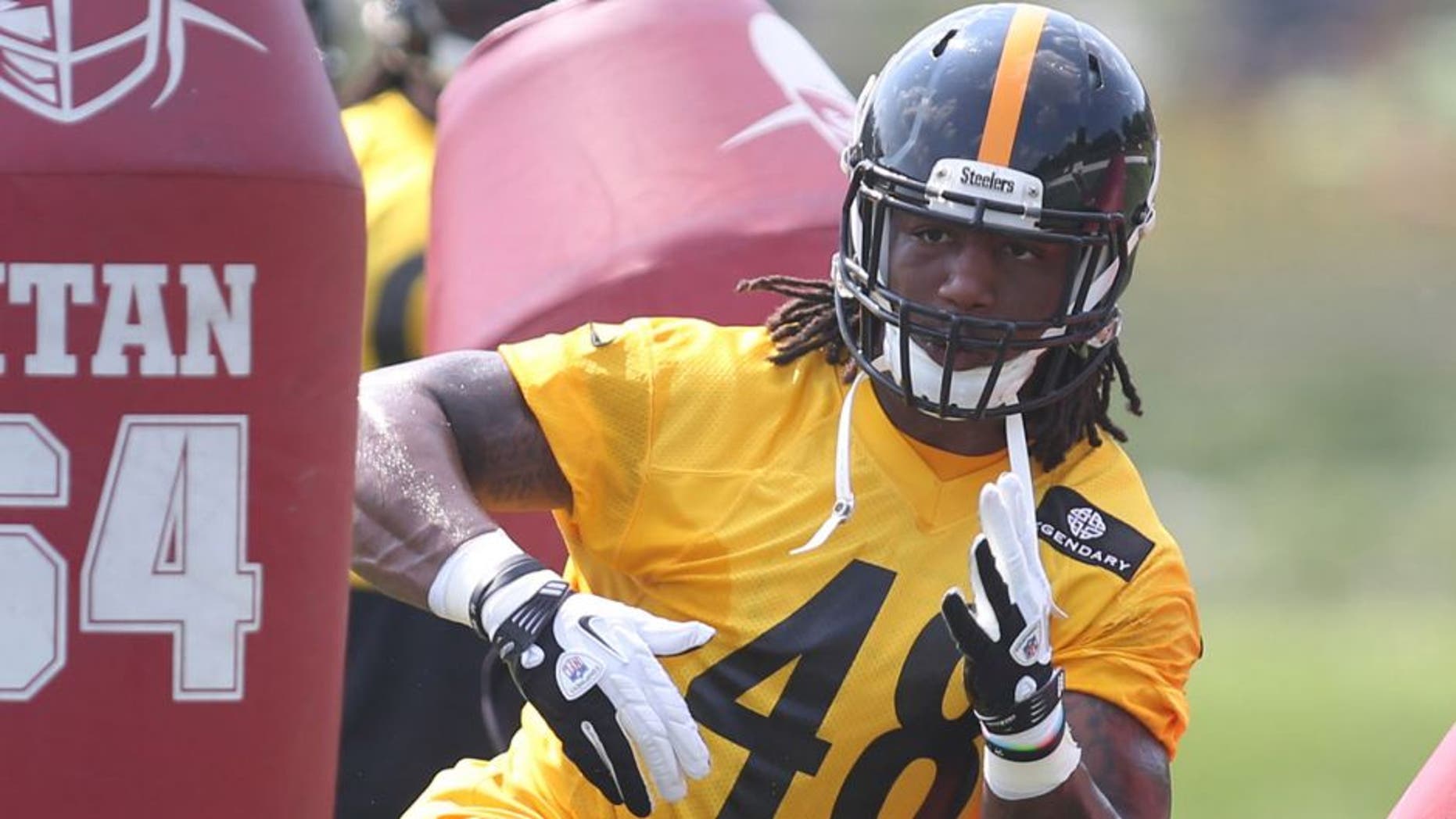 Jul 27, 2015; Latrobe, PA, USA; Pittsburgh Steelers linebacker Bud Dupree (48) participates in drills during training camp at Saint Vincent College. Mandatory Credit: Charles LeClaire-USA TODAY Sports