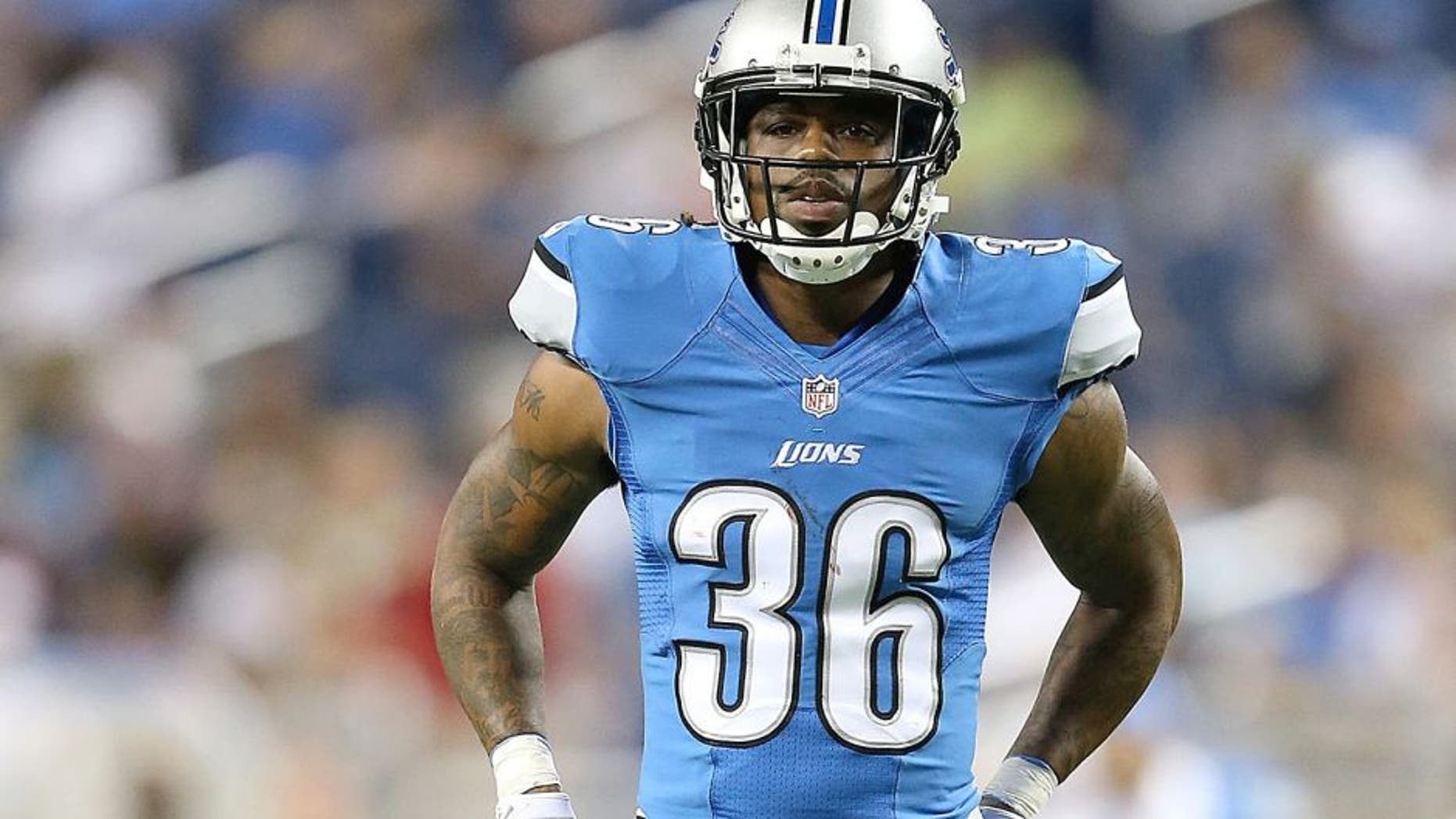 DETROIT, MI - AUGUST 09: Jonte Green #36 of the Detroit Lions looks to the sidelines during the preseason game against the Cleveland Browns at Ford Field on August 9, 2014 in Detroit, Michigan. The Lions defeated the Browns 13-12. (Photo by Leon Halip/Getty Images) *** Local Caption *** Jonte Green