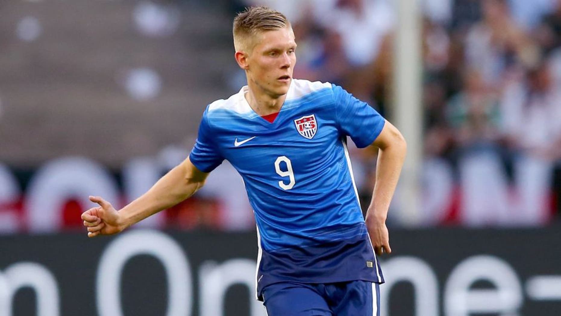 COLOGNE, GERMANY - JUNE 10: Aron Johannsson of USA runs with the ball during the International Friendly match between Germany and USA at RheinEnergieStadion on June 10, 2015 in Cologne, Germany. (Photo by Martin Rose/Bongarts/Getty Images)