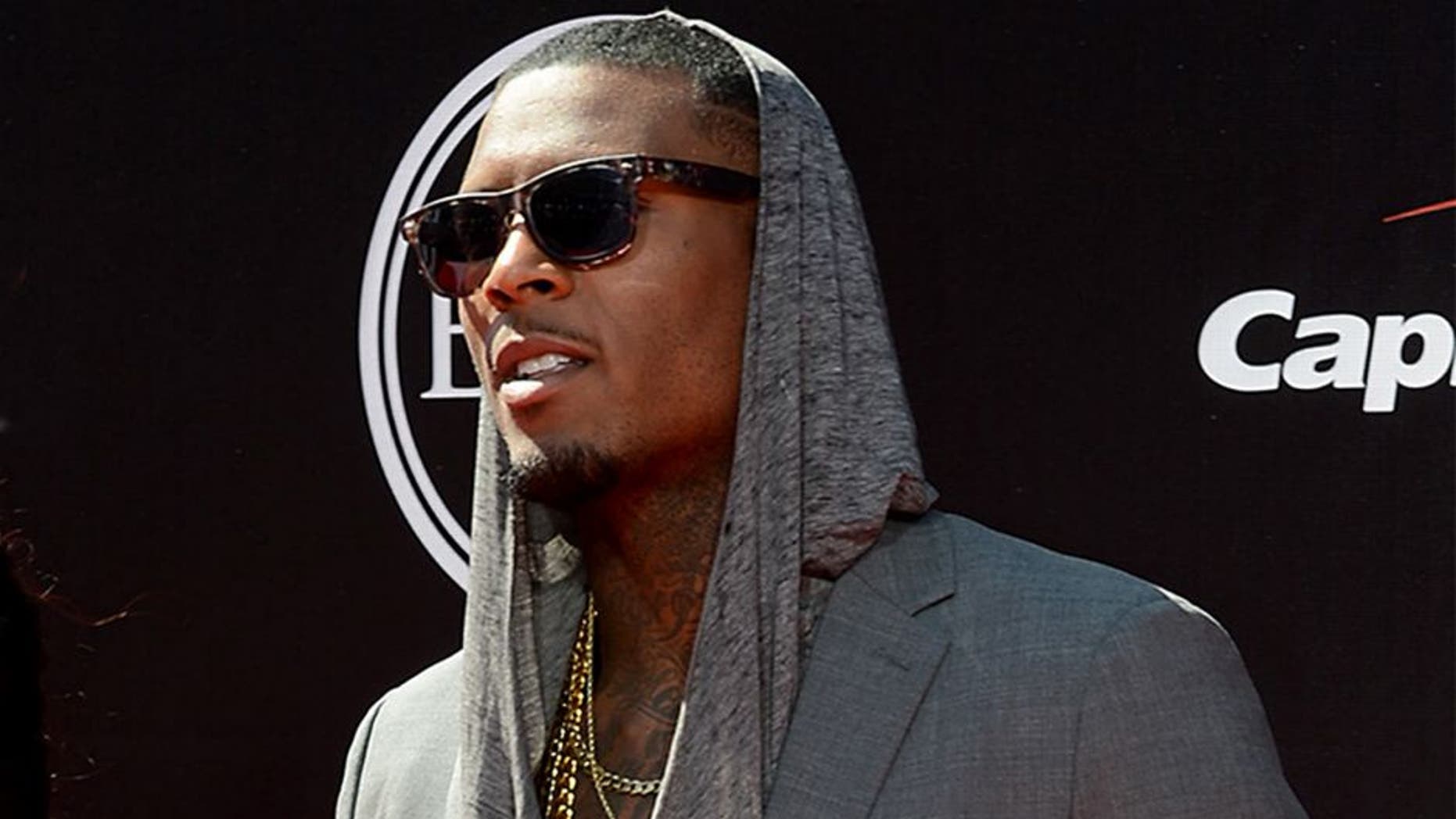 Jul 16, 2014; Los Angeles, CA, USA; San Francisco 49ers wide receiver Stevie Johnson (right) arrives at the 2014 ESPY Award show at Nokia Theatre. Mandatory Credit: Jayne Kamin-Oncea-USA TODAY Sports