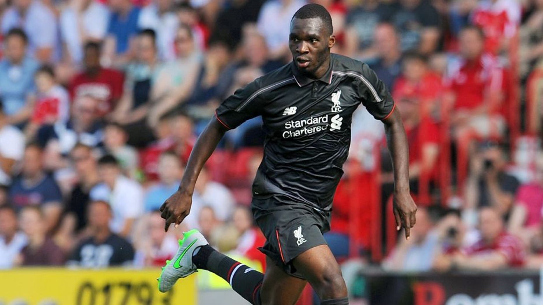 SWINDON, ENGLAND - AUGUST 02: (THE SUN OUT, THE SUN ON SUNDAY OUT) Christian Benteke of Liverpool in action during a preseason friendly at County Ground on August 2, 2015 in Swindon, England. (Photo by Andrew Powell/Liverpool FC via Getty Images)