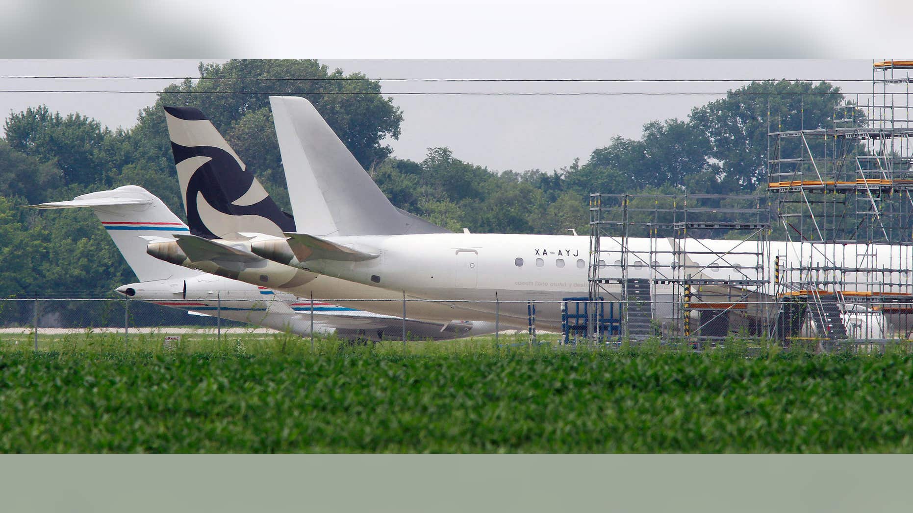 Aug. 5, 2015: Jets are shown parked at St. Louis Downtown Airport in Sauget, Ill.